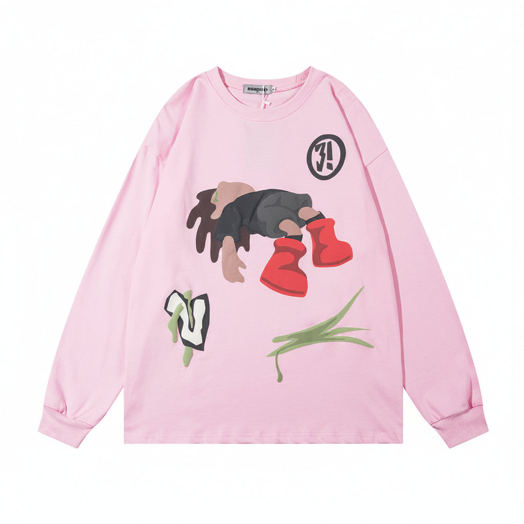 Men’s Cartoon Printed Crew Neck Sweatshirt Casual Style