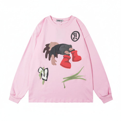 Men’s Cartoon Printed Crew Neck Sweatshirt Casual Style
