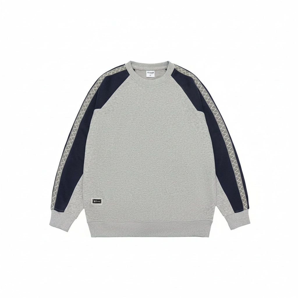 Men’s Retro Contrast Color Striped Sweatshirt Loose Fit