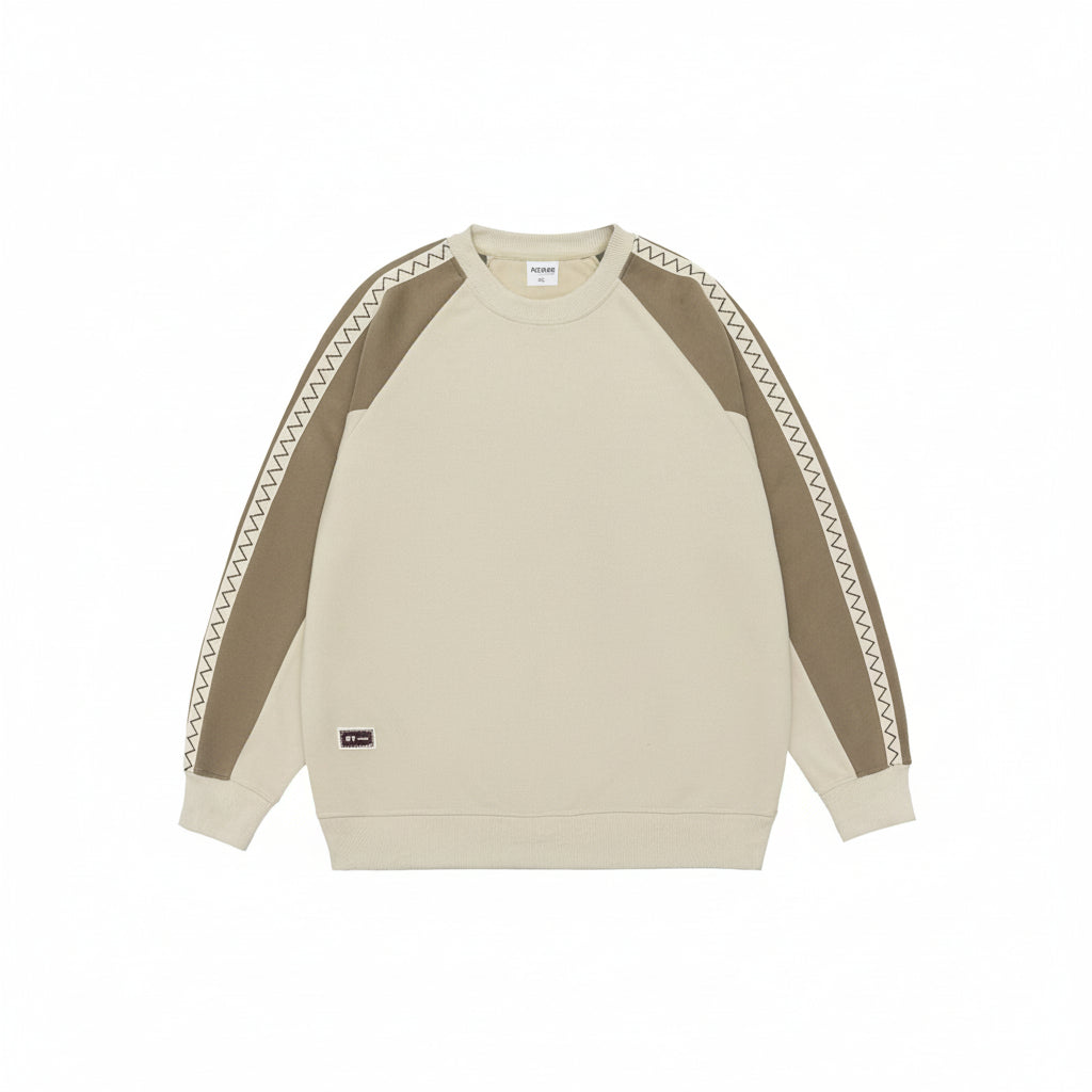 Men’s Retro Contrast Color Striped Sweatshirt Loose Fit