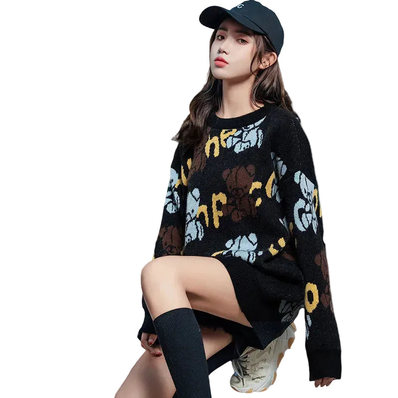 Women’s Vintage Japanese Animal Knit Sweater Loose Fit