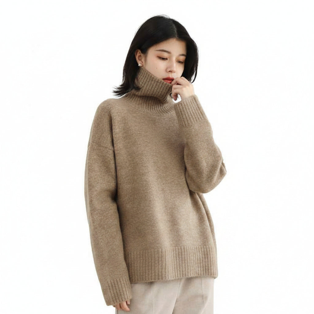 Women’s Vintage Thick Turtleneck Knit Sweater Cozy Fit