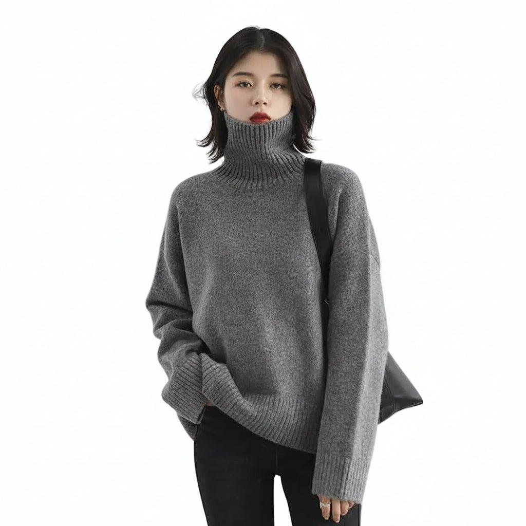 Women’s Vintage Thick Turtleneck Knit Sweater Cozy Fit