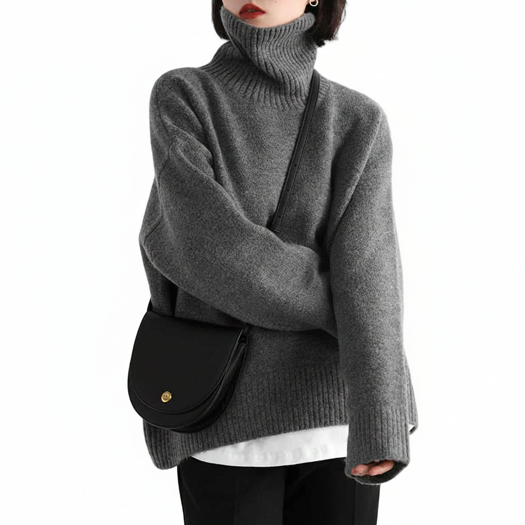Women’s Vintage Thick Turtleneck Knit Sweater Cozy Fit